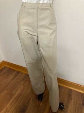 Beige Lightweight, Straight Wide-Leg Pants Item# SSp5